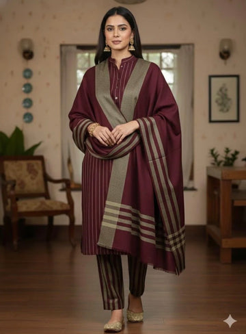 3pc Multani Susi (Mehroon)